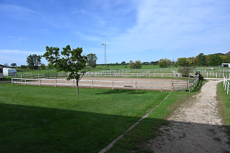 60 foot diameter outdoor horse riding arena at Whistler's Run & Rescue in DePere, WI 